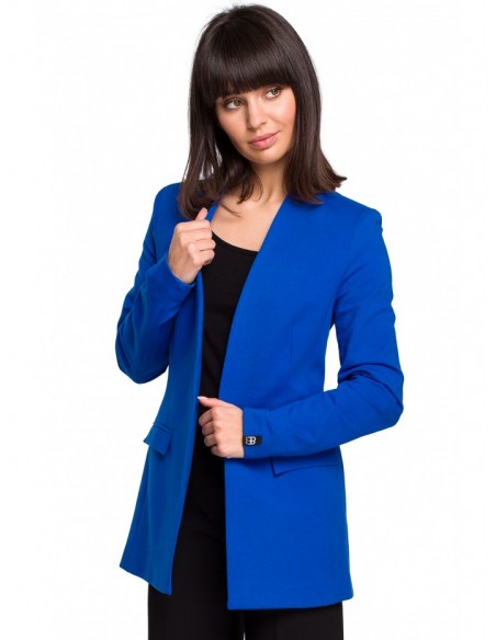 B102 Cotton-blend open blazer - royal blue