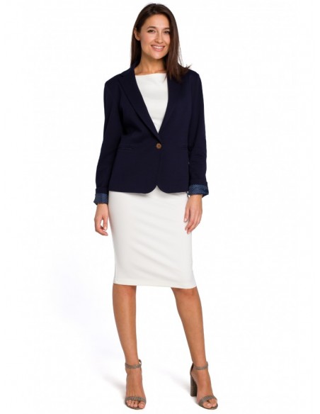 S154 Single button blazer - navy blue