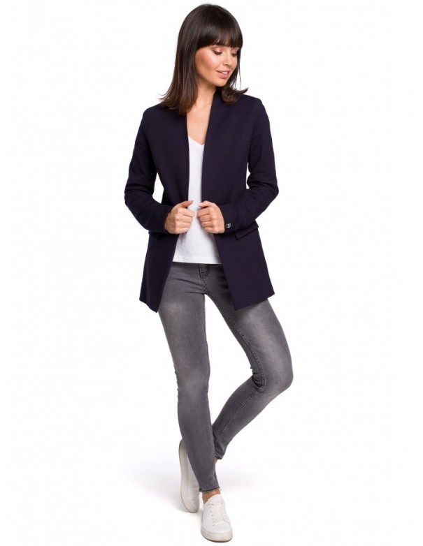 B102 Cotton-blend open blazer - navy blue