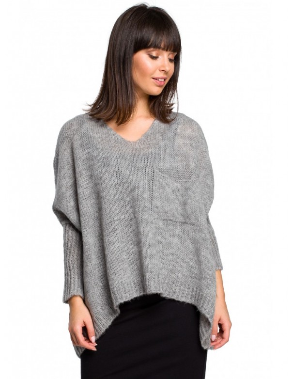 BK018 Lightweight oversized pullover sweater - grey