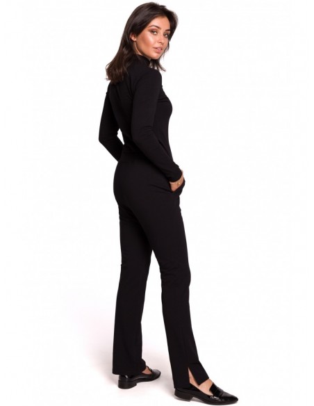 B124 Jogger trousers with splits - black