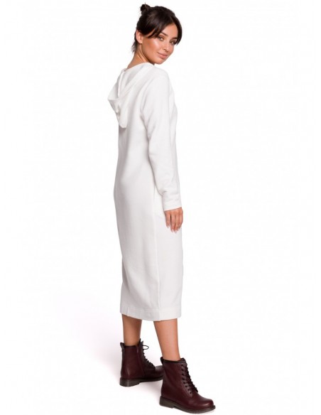 B128 Maxi hooded dress - ecru