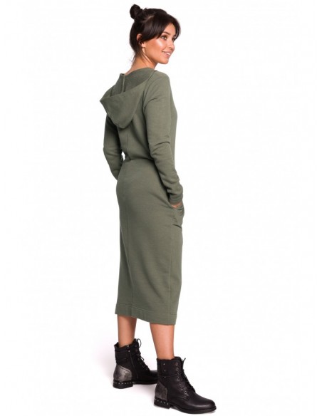 B128 Maxi hooded dress - khaki