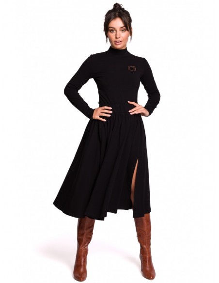 B130 Flared midi skirt - black