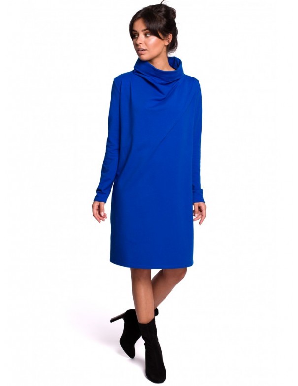 B132 High collar dress - royal blue