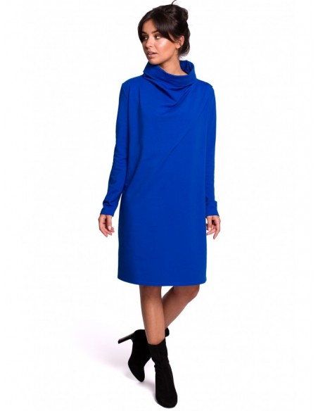 B132 High collar dress - royal blue