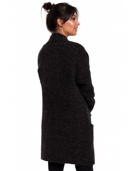 BK034 Fuzzy knit cardigan - anthracite