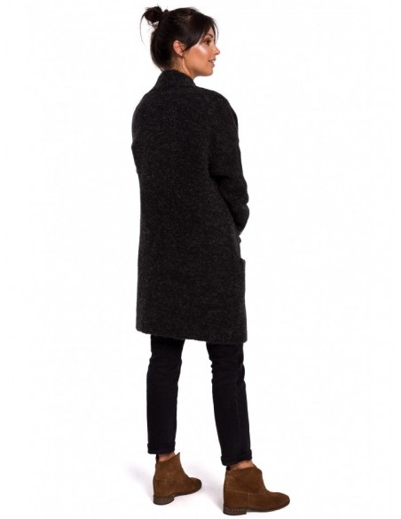 BK034 Fuzzy knit cardigan - anthracite