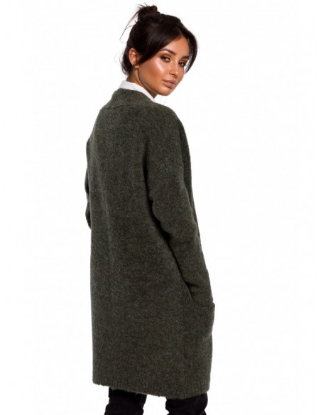 BK034 Fuzzy knit cardigan - green