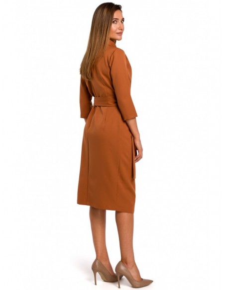 S175 Wrap front dress with a tie detail - ginger