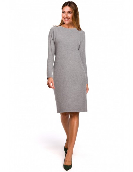 S178 Long sleeve sweater dress - grey