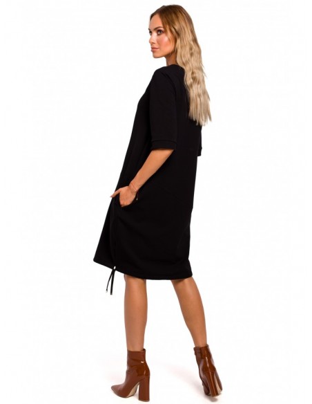 M451 Dress with tied bottom hem - black