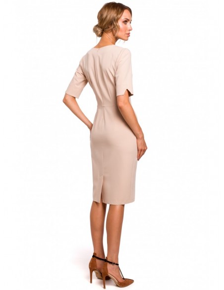 M455 V-neck dress - beige