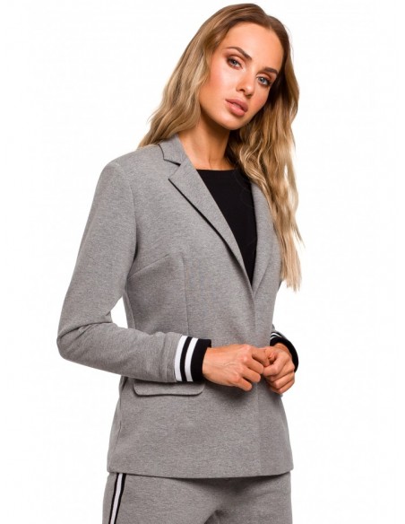 M459 Blazer with striped ribbed cuffs - grey