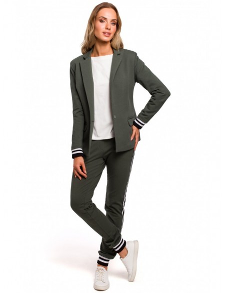 M459 Blazer with striped ribbed cuffs - military green