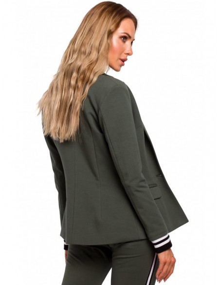 M459 Blazer with striped ribbed cuffs - military green