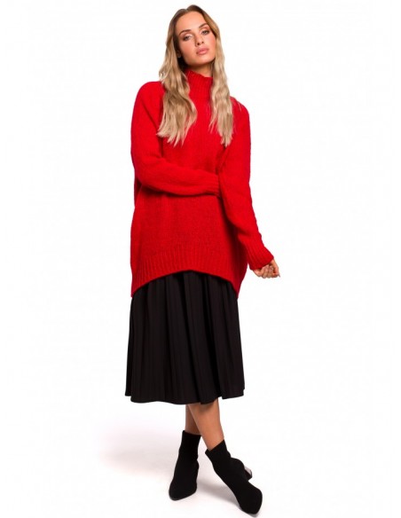 M468 High-low pullover sweater - red