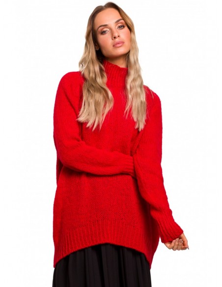 M468 High-low pullover sweater - red