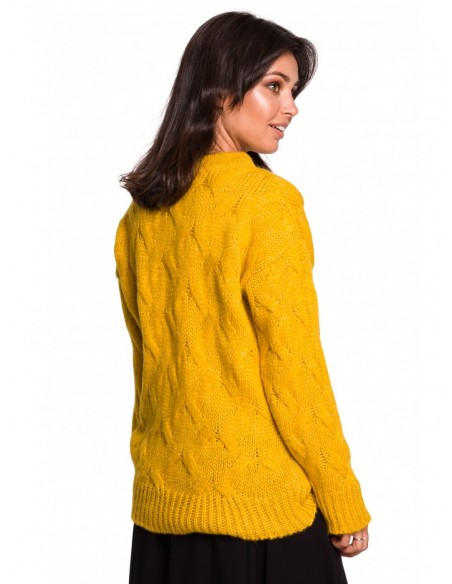 BK038 Pleated knit pullover sweater - honey