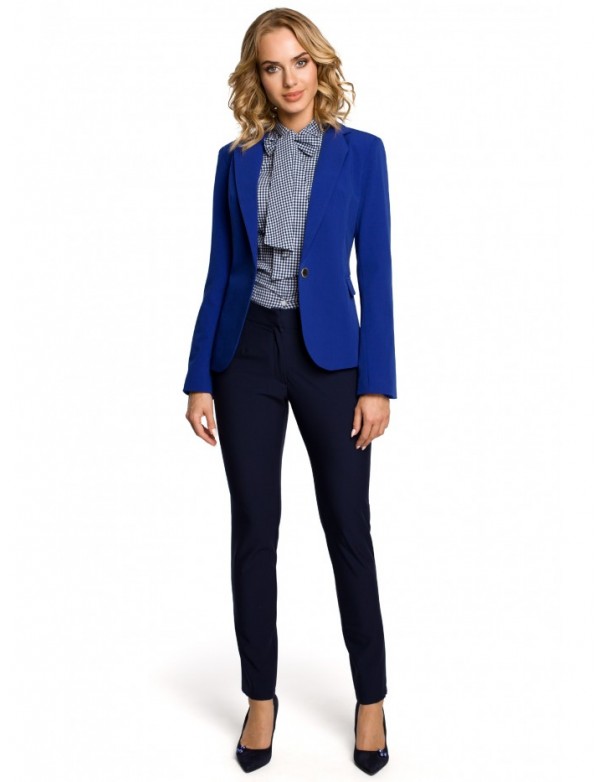 M051 Jacket with a peaked collar and a single-button closure - royal blue