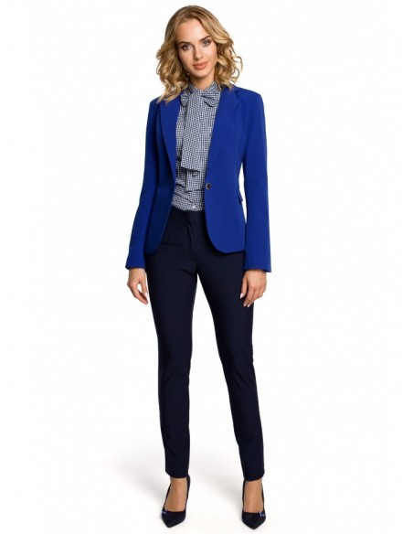 M051 Jacket with a peaked collar and a single-button closure - royal blue