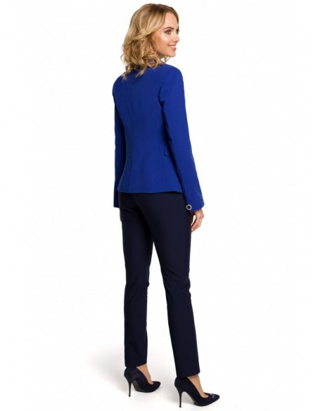 M051 Jacket with a peaked collar and a single-button closure - royal blue