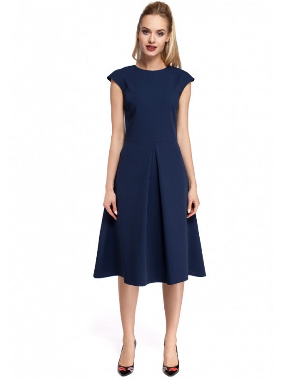 M296 Inverted pleat dress - navy blue