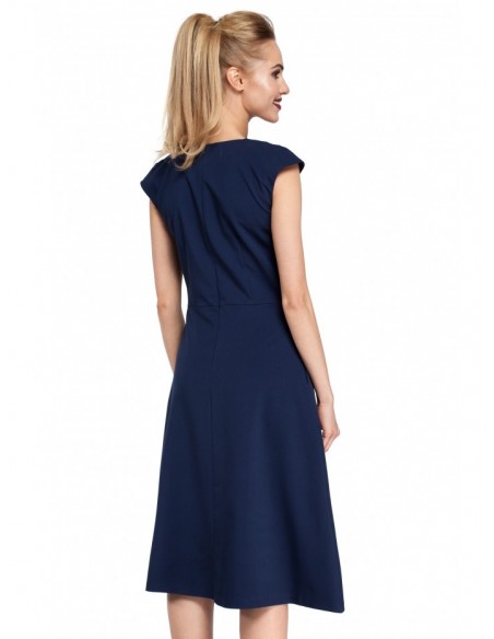 M296 Inverted pleat dress - navy blue