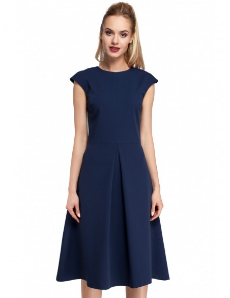 M296 Inverted pleat dress - navy blue