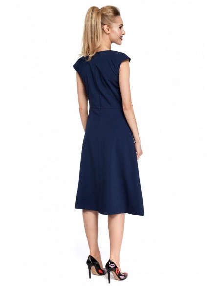 M296 Inverted pleat dress - navy blue