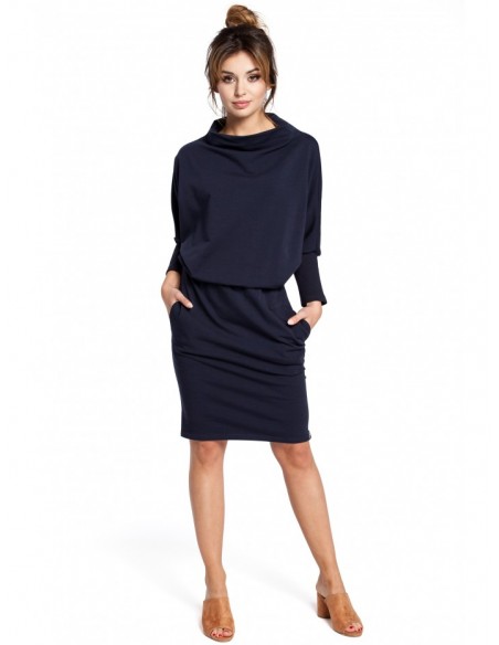 B032 Kimono sleeve dress - navy blue