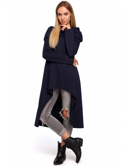 M477 Wide collar asymetric tunic - navy blue