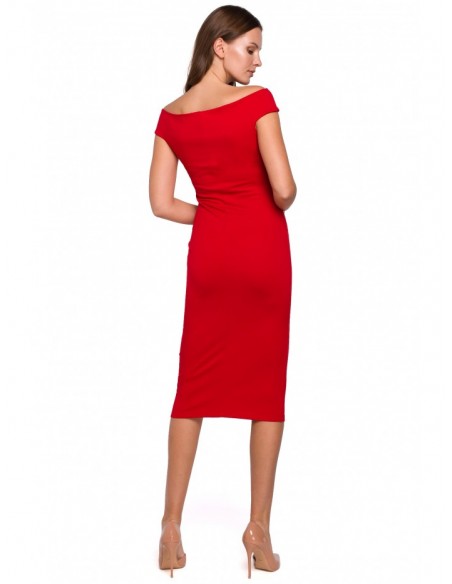 K001 Off shoulder knit dress - red
