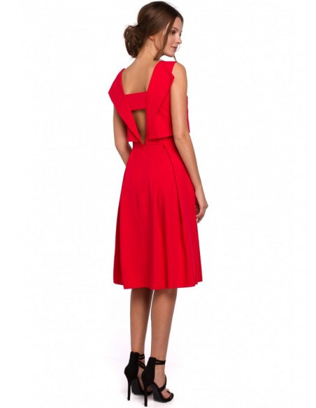 K005 Fit & flare dress with open back - red