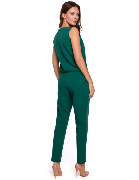 K009 One-piece jumpsuit with v-neck - green