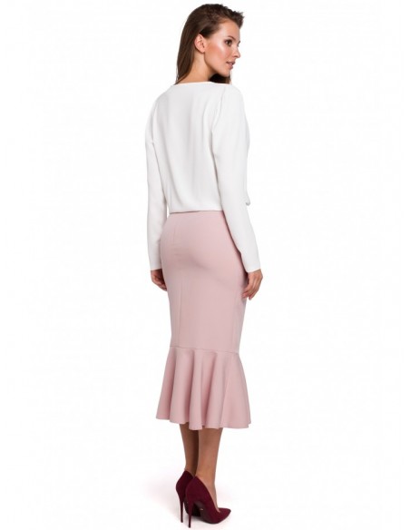 K025 Ruffled pencil skirt - crepe pink