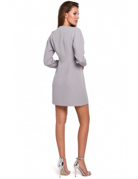 K034 Wrap dress with a single button closure - grey