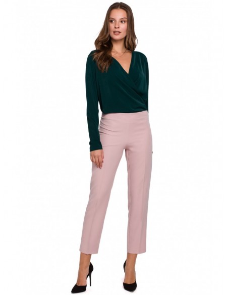 K035 Trousers with elasticized waistband - crepe pink