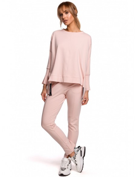 M491 Pullover oversized top with side splits - candy pink