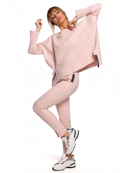 M491 Pullover oversized top with side splits - candy pink