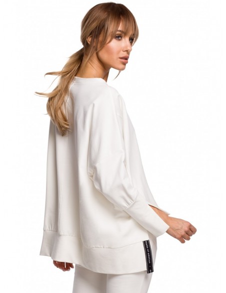M491 Pullover oversized top with side splits - ecru