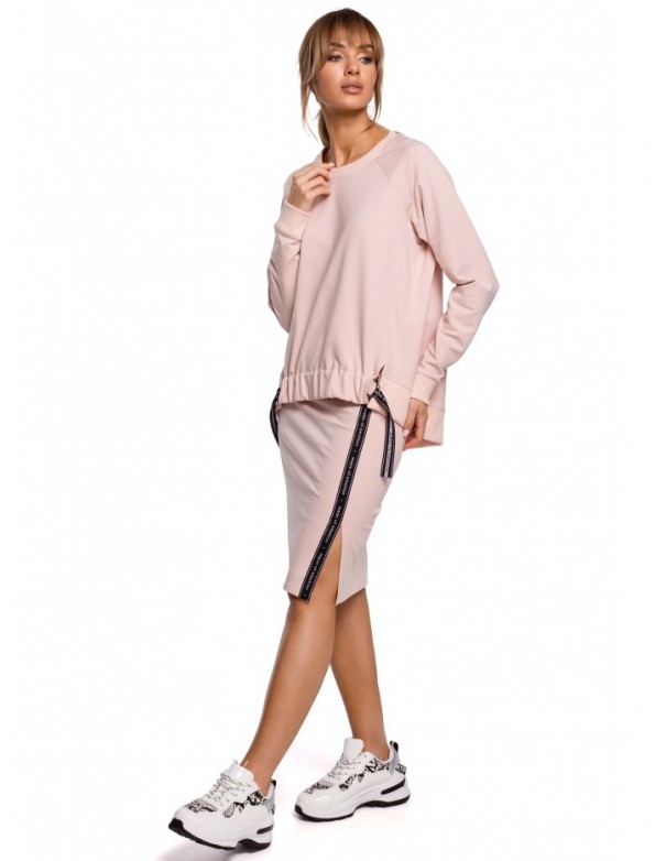 M492 Pullover high-low top with logo stripes - candy pink