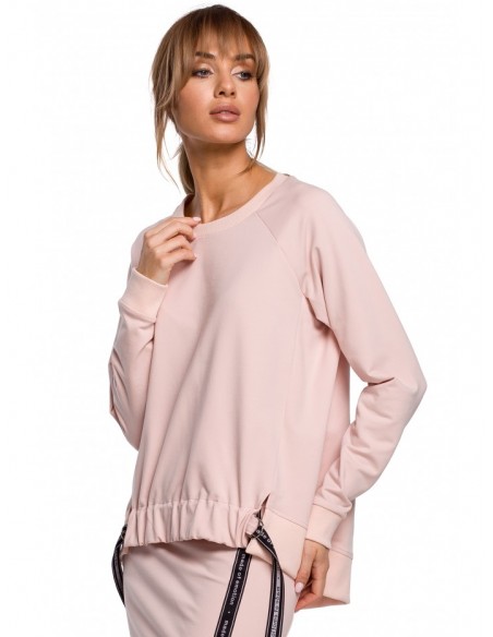 M492 Pullover high-low top with logo stripes - candy pink