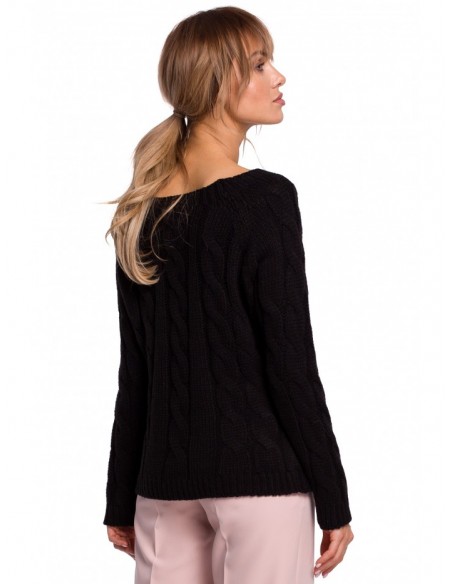 M511 Bateau neck pullover sweater - black