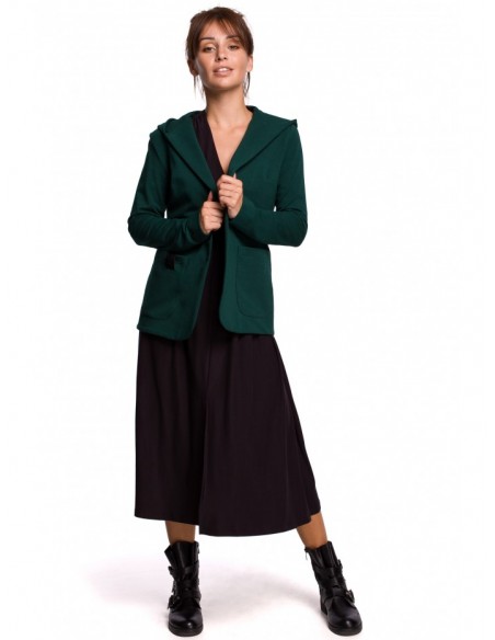 B180 Hooded blazer in cotton knit - dark green