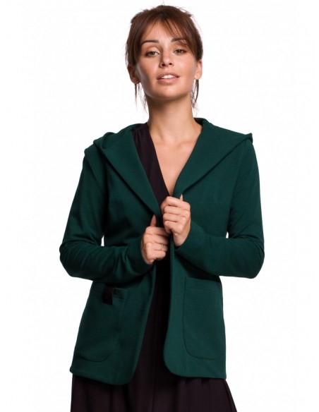 B180 Hooded blazer in cotton knit - dark green