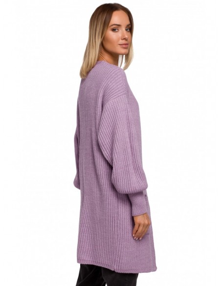 M538 Ribbed knit cardigan with patch pockets - lavender