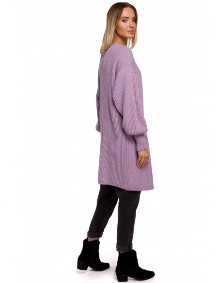 M538 Ribbed knit cardigan with patch pockets - lavender