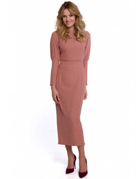 K079 Midi length dress with split back - rose