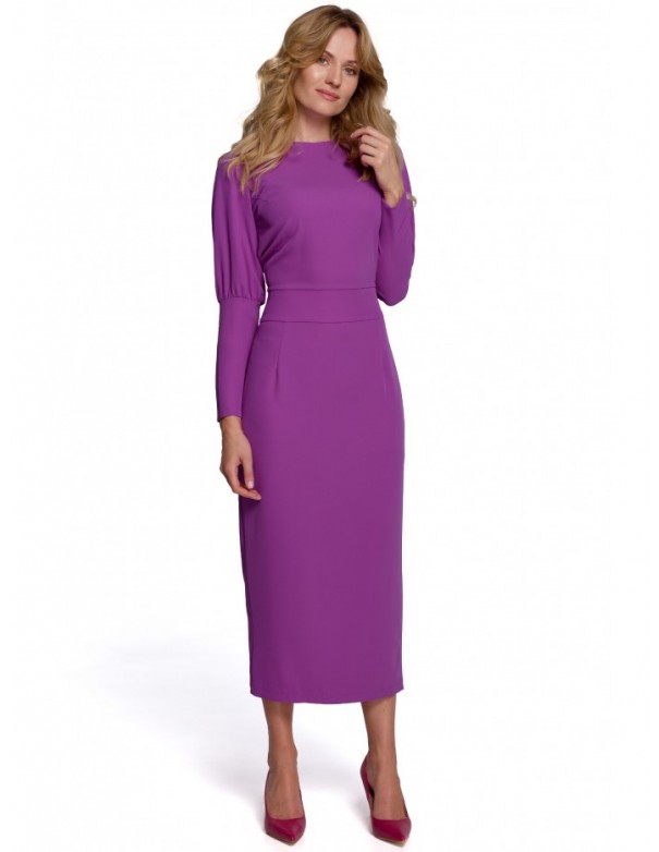 K079 Midi length dress with split back - lavender